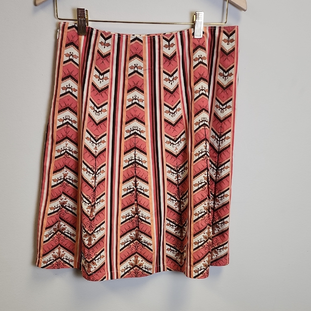 LOFT Coral and Cream A-Line Skirt